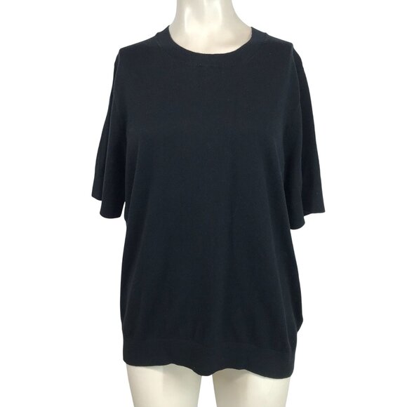 J. Crew Tops - J. CREW - WOMEN XL -BLACK SHORT SLEEVE CREW NECK COTTON & CASHMERE SWEATER SHIRT